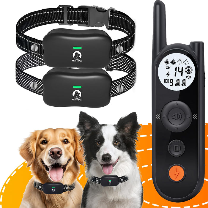 MIMOFPET Wireless Dog Fence System for 2 Dogs - Up to 3500ft Adjustable Electric Fence for Dogs,Waterproof Dog Training Collar Rechargeable,Pet Containment System for Large Medium Dogs