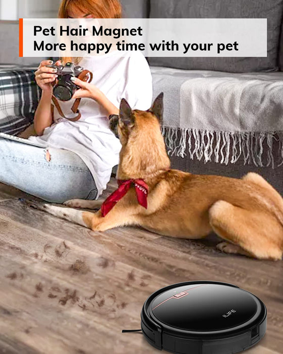 ILIFE A4s Max Robot Vacuum Cleaner, 2000Pa Strong Suction, Wi-Fi Connected, 2-in-1 Roller Brush, Quiet, Automatic Self-Charging Robotic Vacuum Cleaner, Cleans Pet Hair, Hard Floor to Medium Carpets.