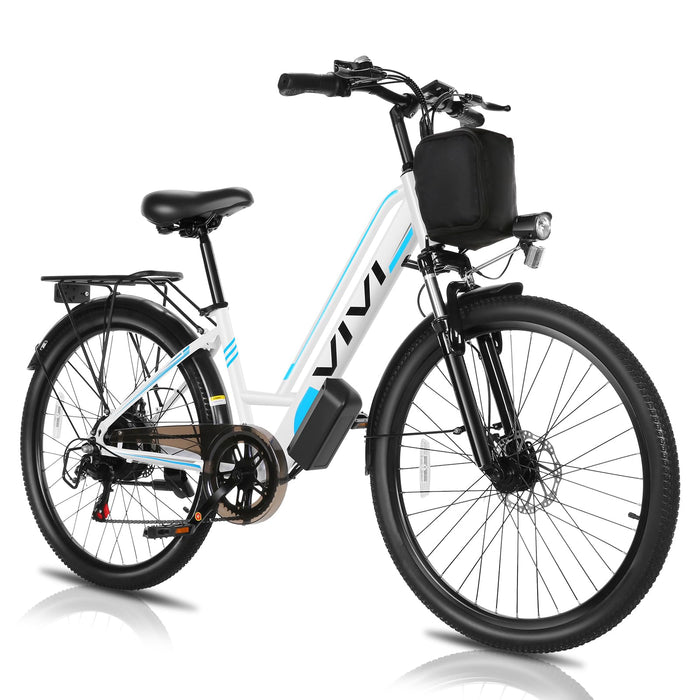 Vivi MT26GUL Electric Bike 26" Step Through Electric Bicycle with Removable 48V 374.4Wh Battery, 750W Peak Motor, 21.7Mph Top Speed, Up to 50 Miles, Cruise Control, 7 Speed, UL 2849 Certification