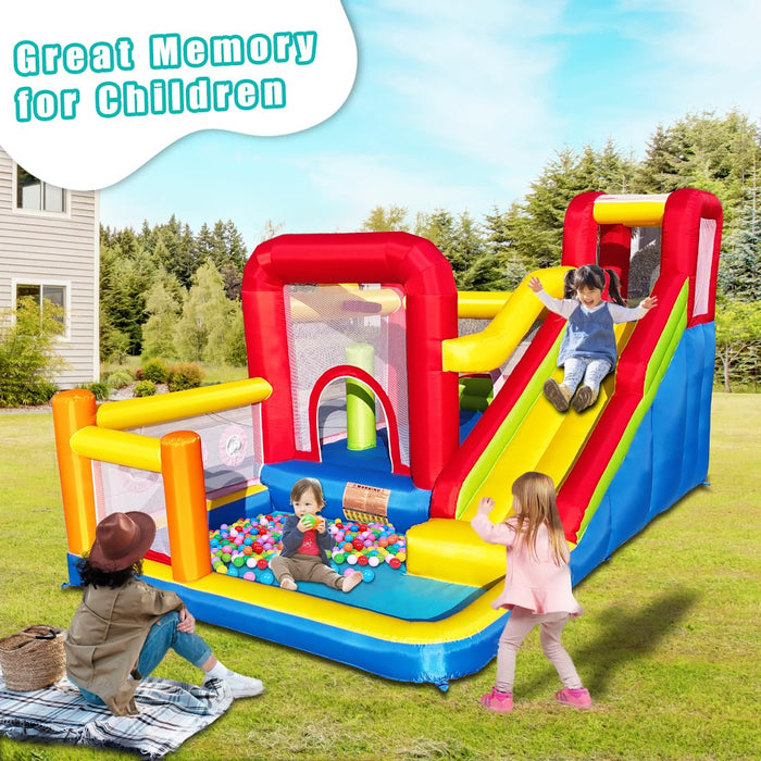 Hongcoral Bounce House, Inflatable Bounce Castle with Blower for Kids, Blow Up Jumping Bouncer with Slide, Climbing Wall, Obstacles, Trampoline, Ball Pit Pool for Indoor Outdoor