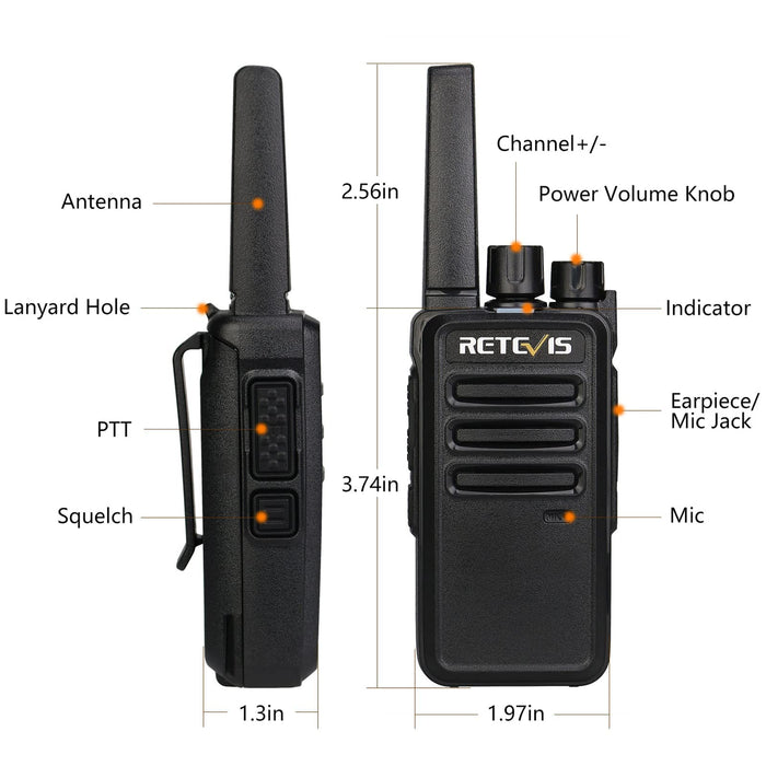 Retevis RT68 Two-Way Radios Long Range, Walkie Talkies for Adults, 2 Way Radio with Earpiece, Walkie Talkie Rechargeable with Charging Base, for Manufacturing Restaurant Business(10 Pack)