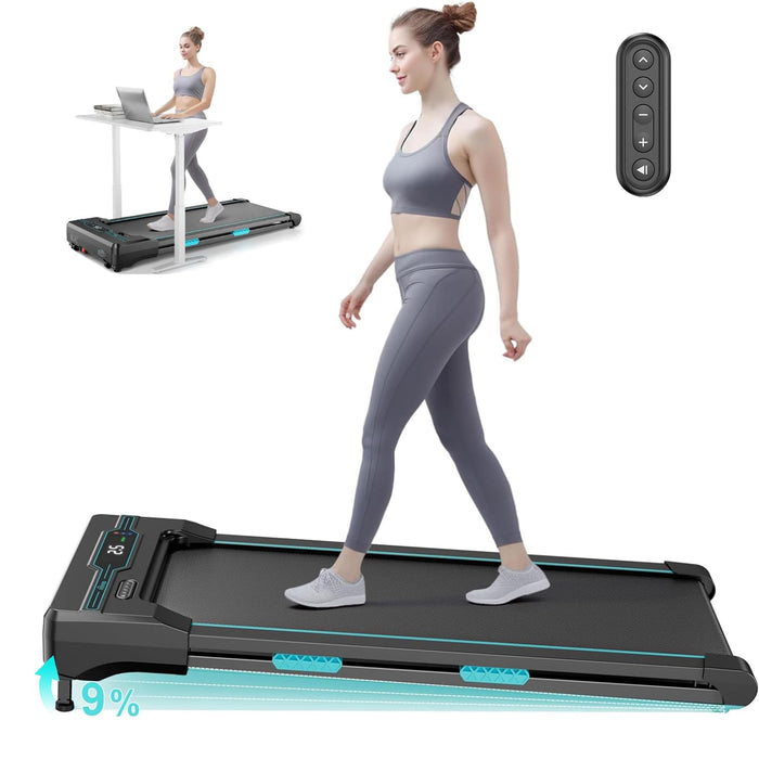 Walking Pad with Auto Incline, Under Desk Treadmill for Home/Office, 9% Max Incline 6 Adjustable Angles with Remote Control & LED Display, 265 lbs Capacity