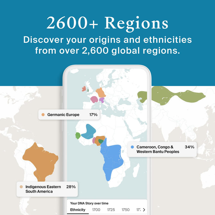 AncestryDNA Genetic Test Kit + 3-Month Ancestry World Explorer Membership: DNA Ethnicity Test, Find Relatives, Family History, Complete DNA Test, Ancestry Reports, Origins & Ethnicities, 1 Kit