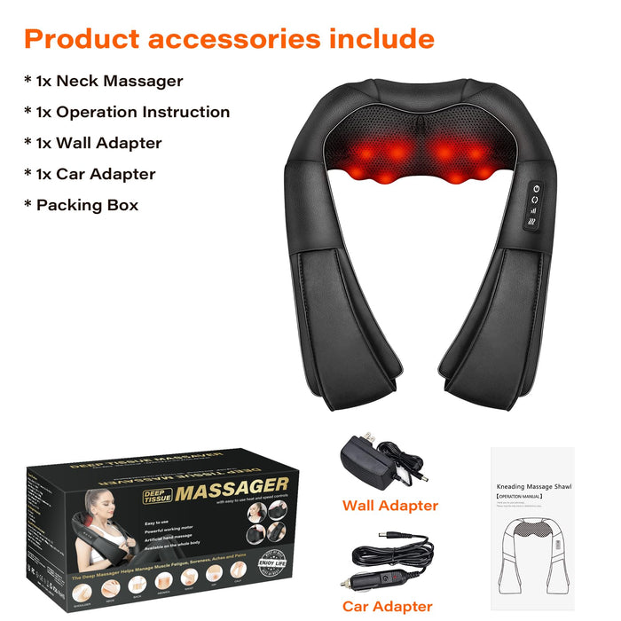 WERTYI Shiatsu Neck Massager, Electric Neck and Back Massager with Heat, 3D Kneading Massage Pillow for Neck, Back, Shoulder, Muscle Pain Relief, Office & Home & Car Use, Gifts for Parents