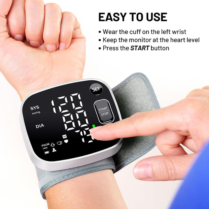 Oklar Blood Pressure Monitors for Home Use Rechargeable Blood Pressure Cuff Wrist Digital BP Machine with LED Backlit Display, Voice Broadcast, 240 Memory Storage for 2 Users with Carrying Case