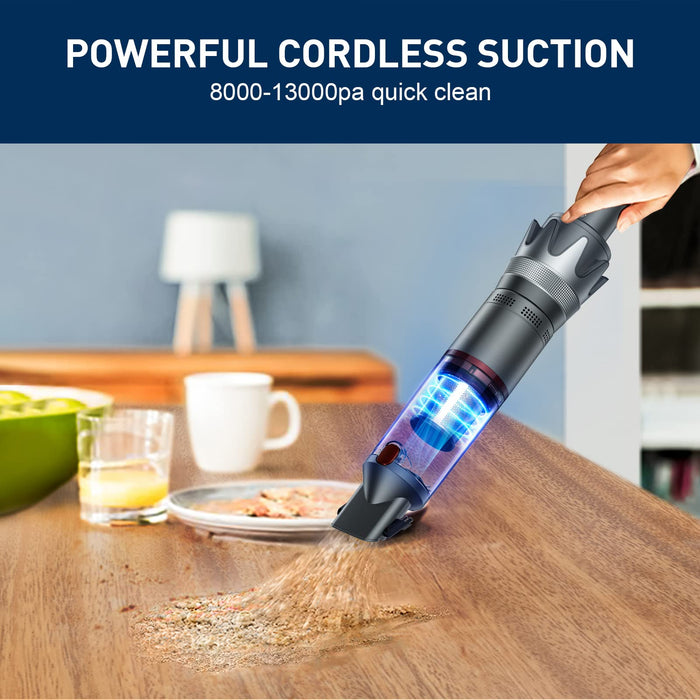 Cordless Portable Handheld Vacuum Cleaner: Mini Small Lightweight Powerful Dust Buster Vac Compact Hand Held Vacuuming Rechargeable for Home Car