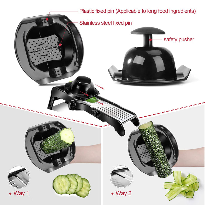 Masthome Mandoline Food Slicer, Adjustable Stainless Steel Vegetable Slicer for Cheese, Zucchini, Carrots, Fruits, Vegetable Chopper with Cleaning Brush and Gloves