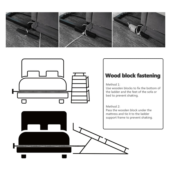 PANTAZO Pet Ramp Folding Portable Wooden Dog & Cat Ramp for Couch or Bed, Including Non Slip Mat & Safety Side Rails, 64.2 Inch Long and Height Adjustable from 13.4 Inch to 38 Inch Up to 110 Lbs