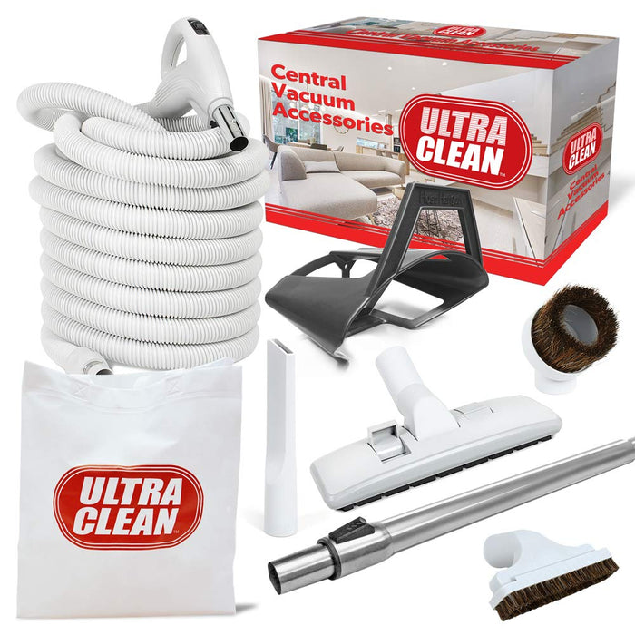 Ultra Clean Central Vacuum Package, Tangential Bypass Motor up to 7,500 sq. ft. with Deluxe Hose and Accessories Combo Kit Ideal for Hardwood, Bare Floor and Rug (35 ft)