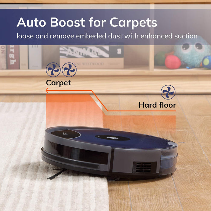 ILIFE A80 Max Robot Vacuum Cleaner, 2000Pa Max Suction, Wi-Fi Connected, Works with Alexa, 2-in-1 Roller Brush, Self-Charging, Slim and Quiet, Ideal for Pet Hair, Hard Floor and Medium Pile Carpet.