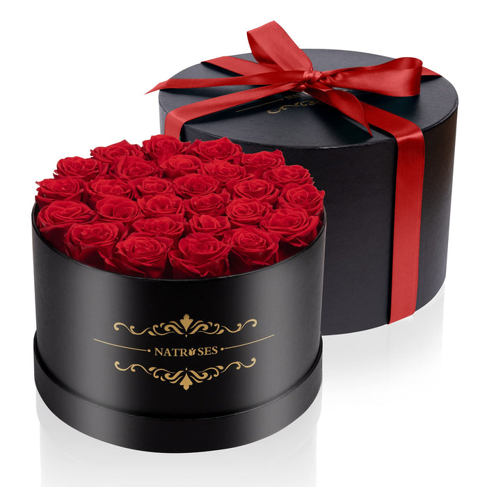 NATROSES Forever Preserved Roses in a Box, 100% Real Roses That Last Up to 3 Years, Preserved Flowers for Delivery Prime Birthday, Valentines Day Gifts for Her (Red)