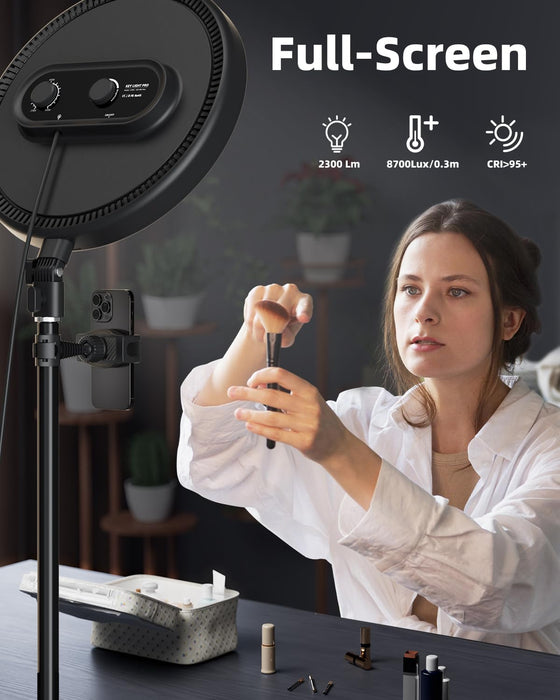 TODI Ring Light with Stand and Phone Holder Kit, 6500K Full-Screen Large Ring Light with Remote, 79" Professional Big Ring Light for Live Stream, YouTube, TikTok, Makeup, Video, Barber, Photography