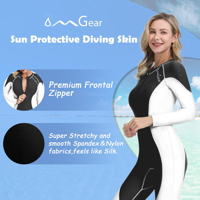 OMGear Diving Skin for Women Men Full Body Swimsuit UV Protection Rash Guard One Piece Swimwear for Swimming Kayaking Surfing Snorkeling Diving Rafting(Black.M)