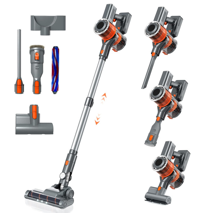 YESMAE Cordless Vacuum Cleaner Up to 55 Minutes Runtime: Powerful 33Kpa Suction, 400W Brushless Motor, LED Headlight, 8-in-1 Easy Switching Between Stick Vacuum & Lightweight Handheld Vacuum