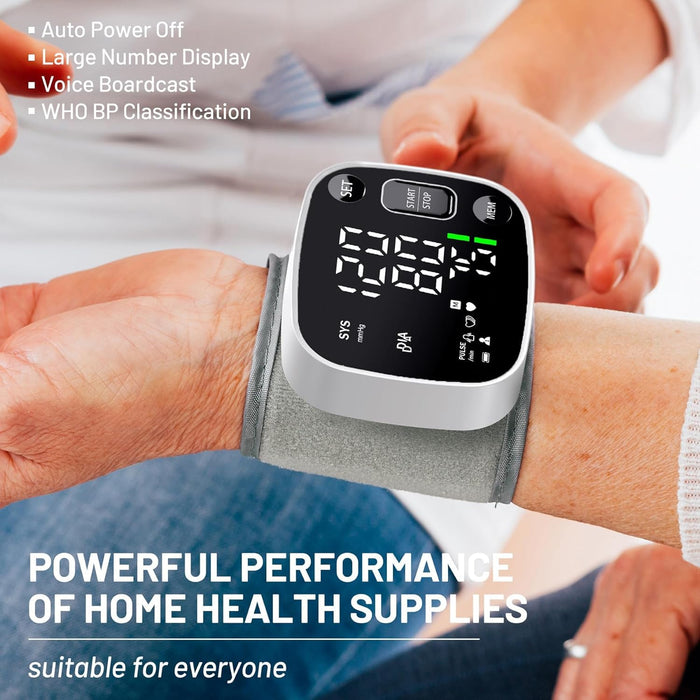 Oklar Blood Pressure Monitors for Home Use Rechargeable Blood Pressure Cuff Wrist Digital BP Machine with LED Backlit Display, Voice Broadcast, 240 Memory Storage for 2 Users with Carrying Case