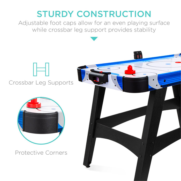 Best Choice Products 58in Mid-Size Arcade Style Air Hockey Table for Game Room, Home, Office w/ 2 Pucks, 2 Pushers, Digital LED Score Board, Powerful 12V Motor, Carrying Bag