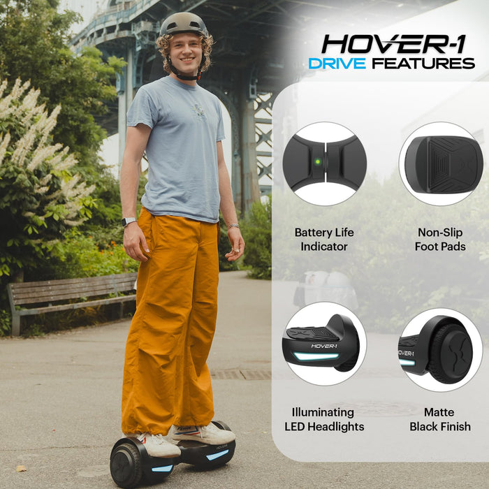 Hover-1 Drive Electric Self-Balancing Hoverboard with 7 mph Max Speed, Dual 160W Motors, 3 Mile Range, and 6.5” Wheels