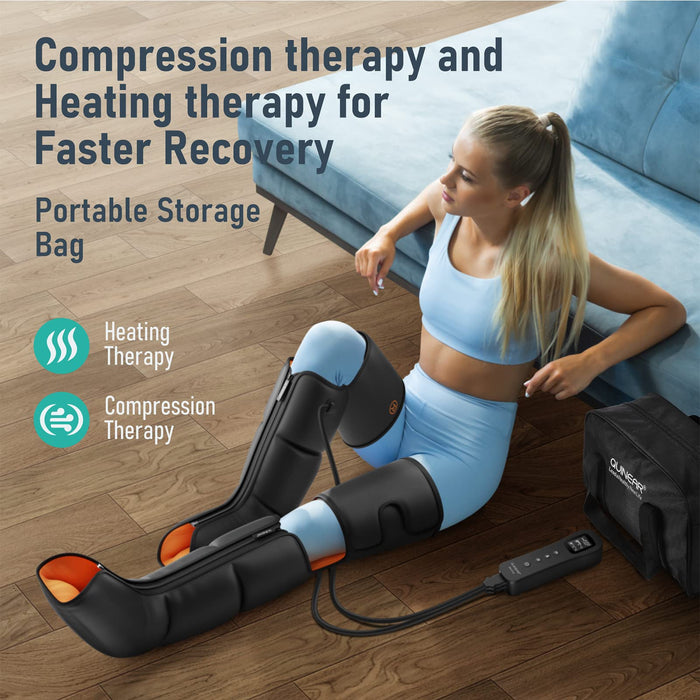 QUINEAR Leg Massager, 3-in-1 Foot Calf & Thigh Massager with Heat and Compression Therapy, Leg Massage Boots for Swollen Legs, Edema, RLS Pain Relief, FSA HSA Eligible