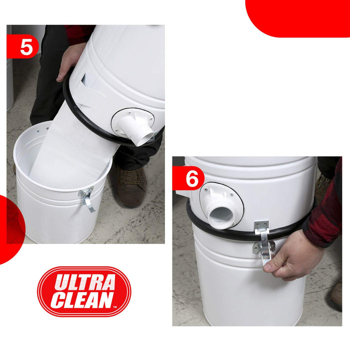 Ultra Clean Central Vacuum Unit 7,500 sq. ft. with Tangential Discharge Bypass Motor and Deluxe Air Turbo Power Nozzle ON/OFF Control Switch Hose Ideal for Hardwood and Low-Pile Rug and Carpet (35 ft)