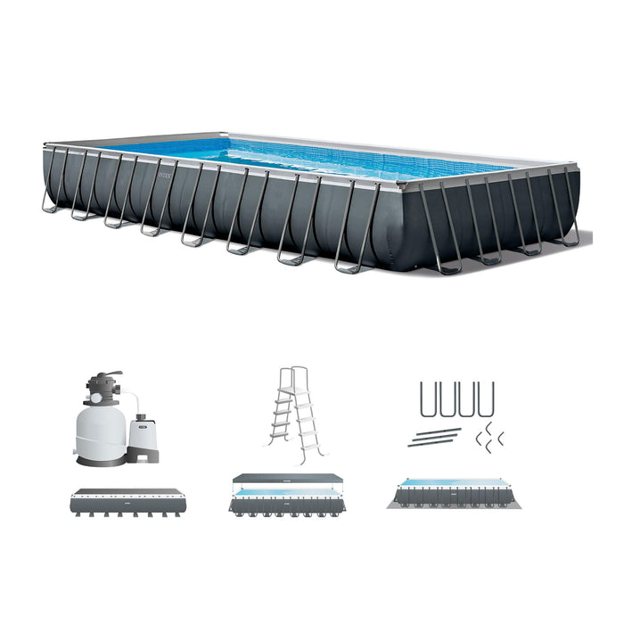 INTEX 26373EH Ultra XTR Deluxe Rectangular above Ground Swimming Pool Set: 32ft x 16ft x 52in – includes 2800 GPH Sand Filter Pump – SuperTough Puncture Resistant – Rust Resistant – Easy to Assemble