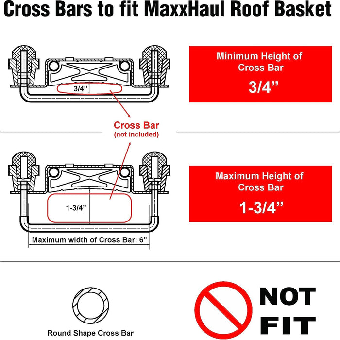 MaxxHaul 70115 46" x 36" x 4-1/2" Roof Rack Rooftop Cargo Carrier Steel Basket, Car Top Luggage Holder for SUV and Pick Up Trucks - 150 lb. Capacity, Black