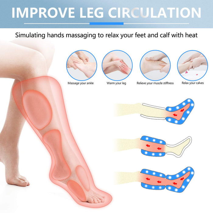 CINCOM Leg Massager with Heat and Compression, Leg Massager for Circulation and Pain Relief FSA HSA, Heating Calf Leg Air Compression Massager Help with Relief Edema RLS