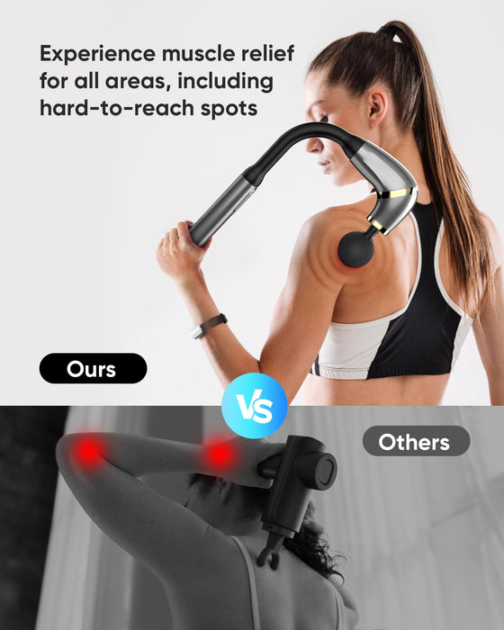 Massage Gun with Upgraded Extended Handle, Back Massager for Pain Relief Deep Tissue with LCD Screen, Massage Gun Deep Tissue with 4 Massage Heads, Percussion Massage Gun with 3 Modes & 6 Speed Levels