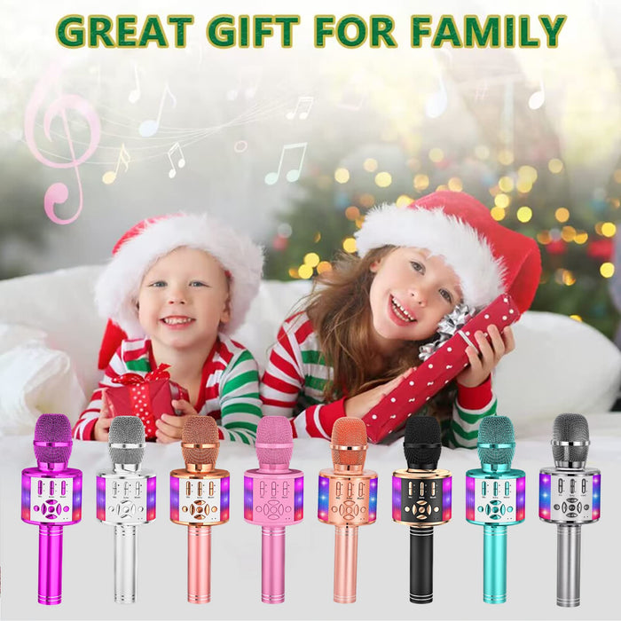 Amazmic Kids Karaoke Microphone Machine Toys for Girls Bluetooth Microphone with LED Light, Birthday Gift for Girls Boys 3 4 5 6 7 8 9 10 11 12 Year Old Kids Toys(Blue)