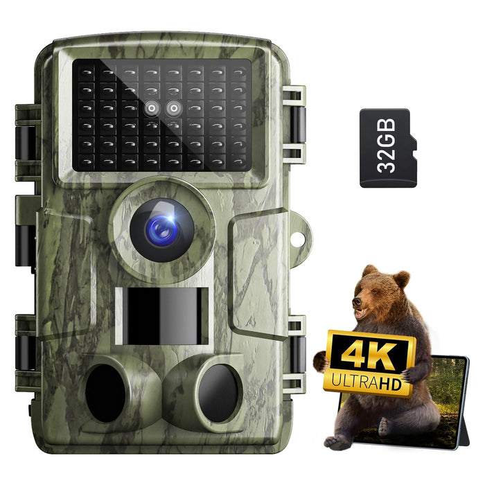 Trail Camera: with Night Vision 4K 48MP 130°Wide-Angle Game Camera，0.05s Trigger Motion Activated Hunting Camera ，98ft IR Sensing ，IP66 Waterproof,for Outdoor Wildlife Surveillance & Home Security