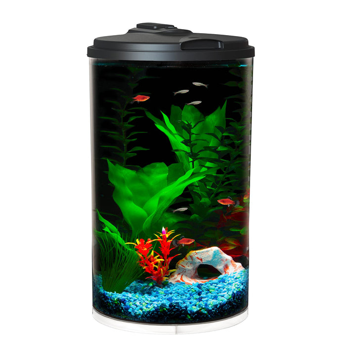 Koller Products Plastic 6-Gallon AquaView 360 Aquarium Kit for Tropical Fish, Betta Fish with LED Lighting and Power Filter Clear, 4-Piece Set