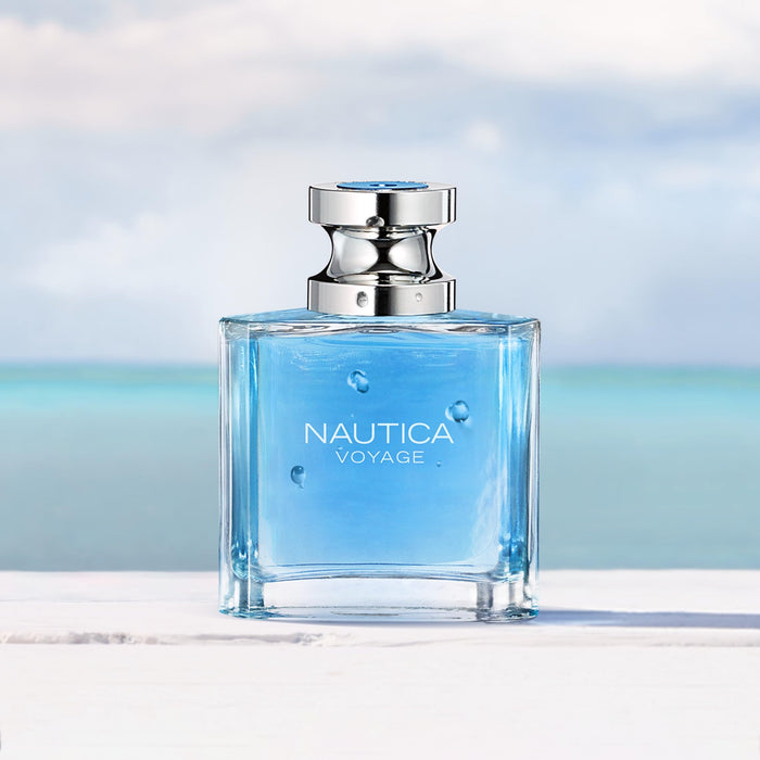 Nautica Voyage Eau De Toilette for Men - Fresh, Romantic, Fruity Scent Woody, Aquatic Notes of Apple, Water Lotus, Cedarwood, and Musk Ideal Day Wear 3.3 Fl Oz