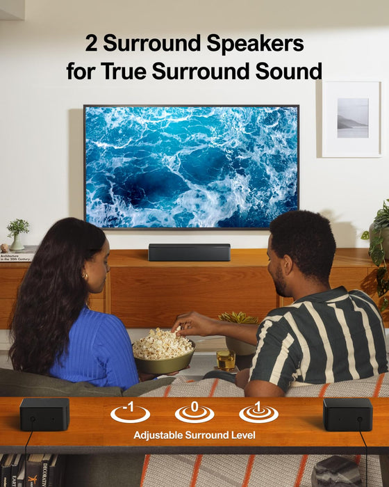 ULTIMEA 5.1 Sound Bar Compatible with Dolby Atmos, Peak Power 410W, Surround Sound System for TV with Subwoofer, Sound Bar for Smart TV, Surround and Bass Adjustable Home Theater, Poseidon D60