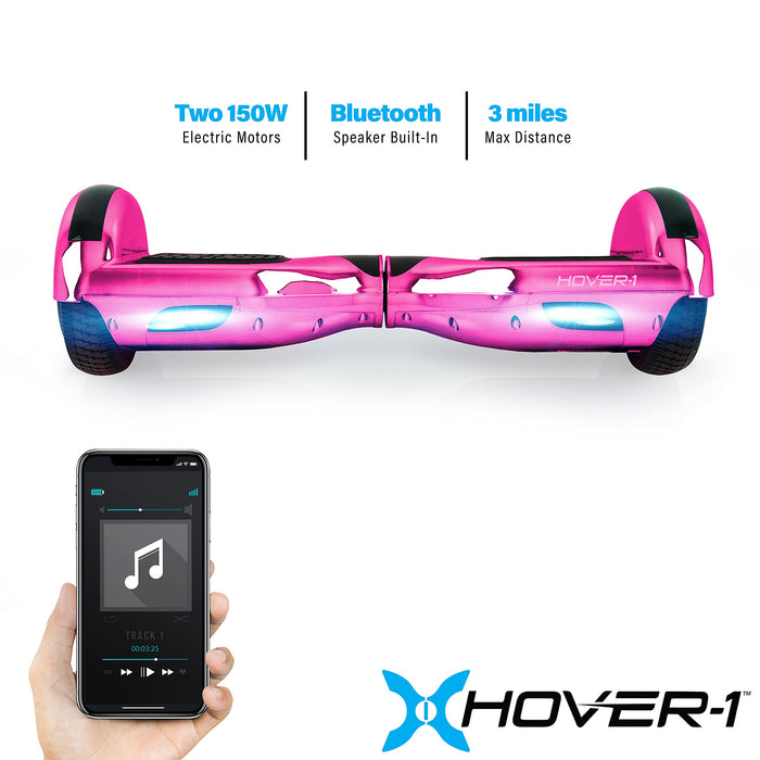 Hover-1 Matrix Electric Self-Balancing Hoverboard with 6.5” LED Tires, Color-Changing Fender Lights, Dual 150W Motors, 7 mph Max Speed, and 3 Miles Max Range