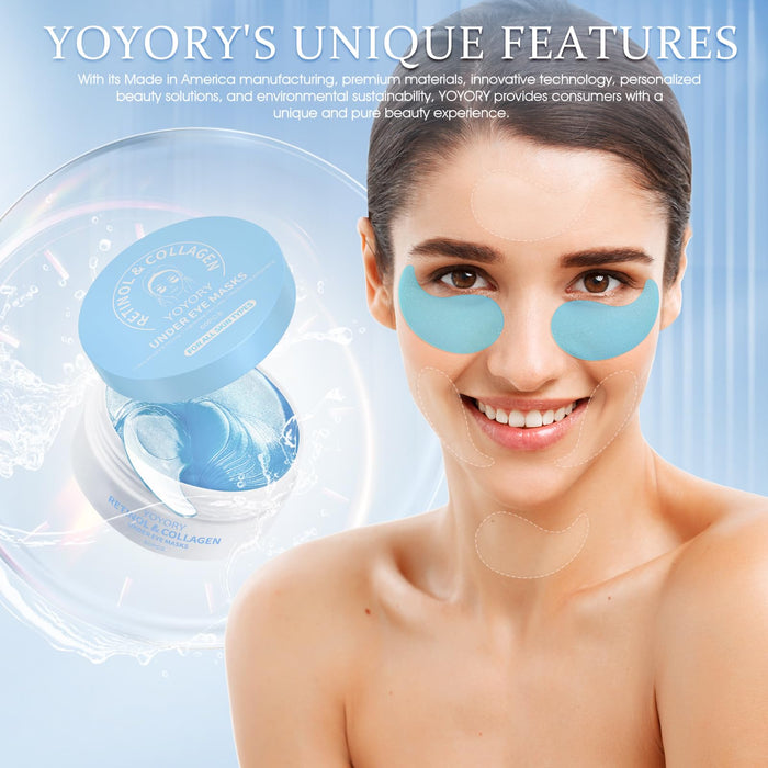 YOYORY Under Eye Masks Patches - for Wrinkles, Dark Circles, Puffy Eyes, Fine Lines, Eye Bags Treatment with Hyaluronic Acid and Collagen Moisturizing (60Pcs), Sapphire Blue