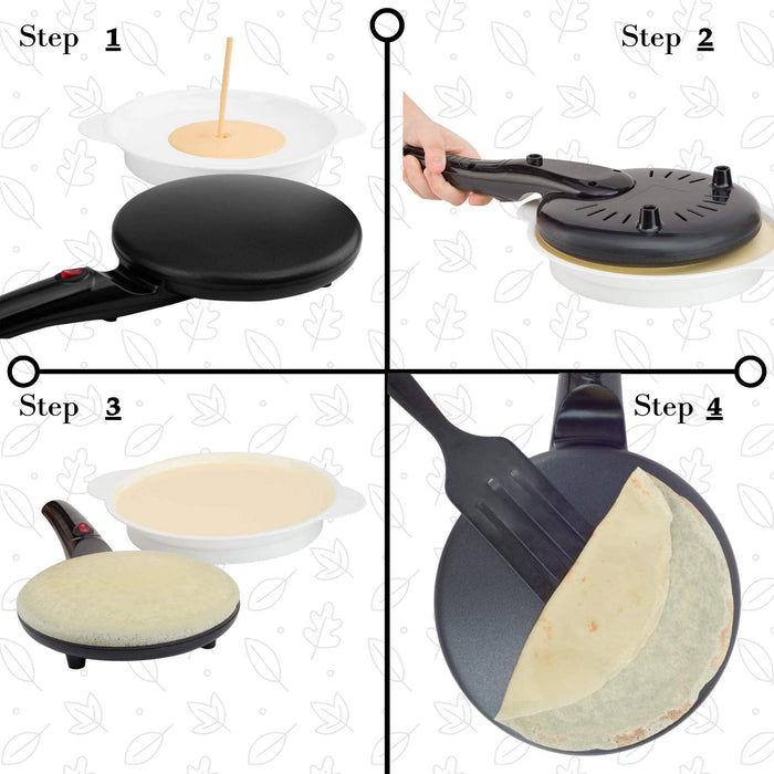 Moss & Stone Electric Crepe Maker With Auto Power Off, Portable Crepe Maker & Non-Stick Dipping Plate, On/Off Switch, Nonstick Coating & Automatic Temperature Control, Pan Apo