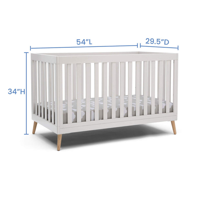 Delta Children Essex 4-in-1 Convertible Baby Crib, Bianca White with Natural Legs