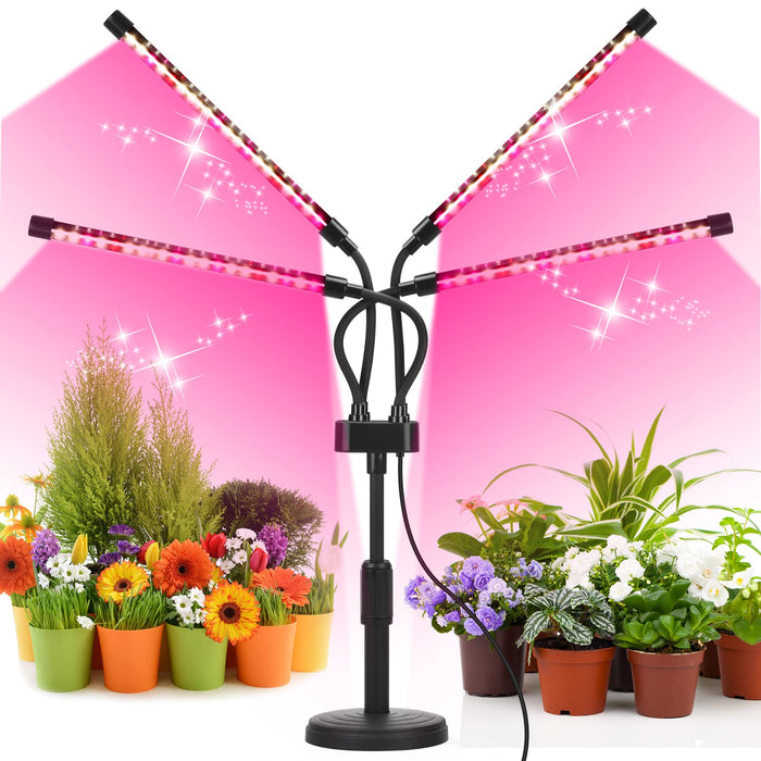 SYEIORAOM Grow Lights for Indoor Plants, Four Head LED Grow Light with Full Spectrum, Red White Spectrum for Indoor Plant Growing Lamp, Adjustable Gooseneck, Suitable for Plant(Four-Head Plant Light)