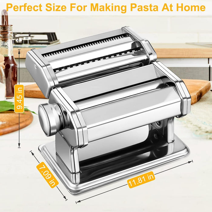 Pasta Maker Machine, 150 Roller Pasta Maker, 7 Adjustable Thickness Settings, 2-in-1 Noodles Maker with Rollers and Cutter, Perfect for Spaghetti,Fettuccini, Lasagna or Dumpling Skins