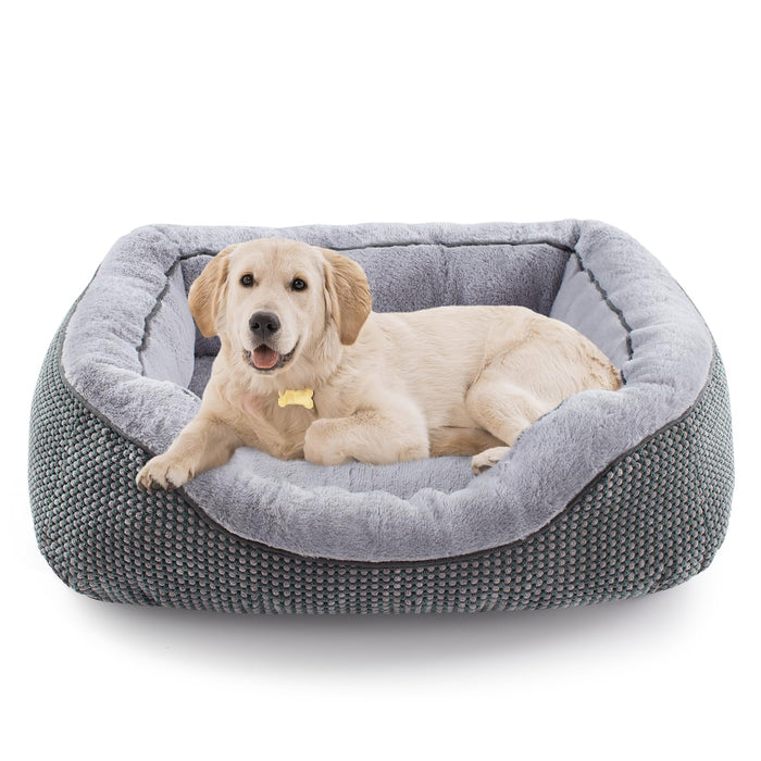 INVENHO Medium Dog Beds for Medium Dogs Washable, Rectangle Dog Bed Medium Size Dog, Orthopedic Dog Bed, Warming Soft Calming Sleeping Puppy Bed Durable Pet Bed with Anti-Slip Bottom M(30"x24"x9")