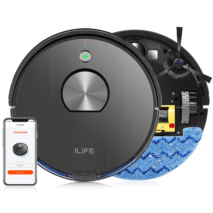 ILIFE A10 Mopping Robot Vacuum Cleaner, Robot Vacuum and Mop Combo, Lidar Navigation,2000Pa Strong Suction,Wi-Fi Connected, Works with Alexa, Multiple-Floor Mapping, for Pet Hair, Hard Floor, Carpets.