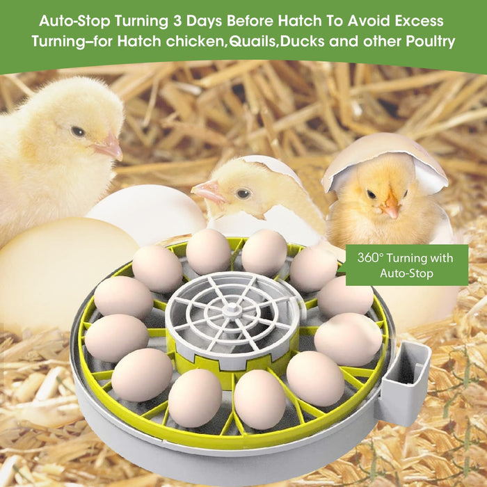 18 Egg Incubator for Hatching Eggs With Automatic Turner and Humidity Control, Quail Egg Hatching Incubator 360°View, Suitable for Chicken Duck and Other Poultry