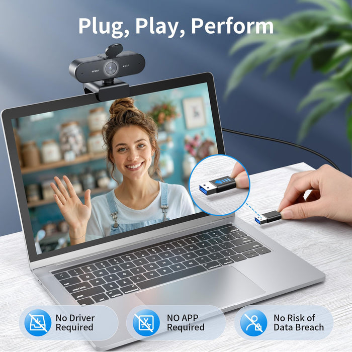 EMEET NOVA 4K Webcam for PC - Ultra 4K HD, PDAF Autofocus, Dual Noise-Cancelling Mics, 73° FOV, Auto Light Correction, USB Plug&Play, Privacy Cover, Ideal for High-End Business Meetings&Live Streaming