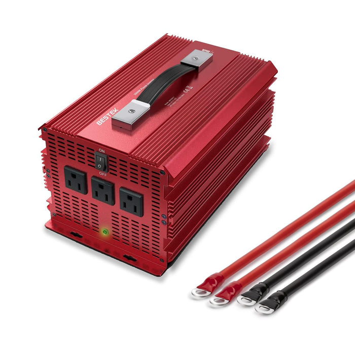 BESTEK 2000W Power Inverter 3 AC Outlets DC 12V to 110V AC Car Power Converter for Camping Outdoor Power Supply ETL Listed