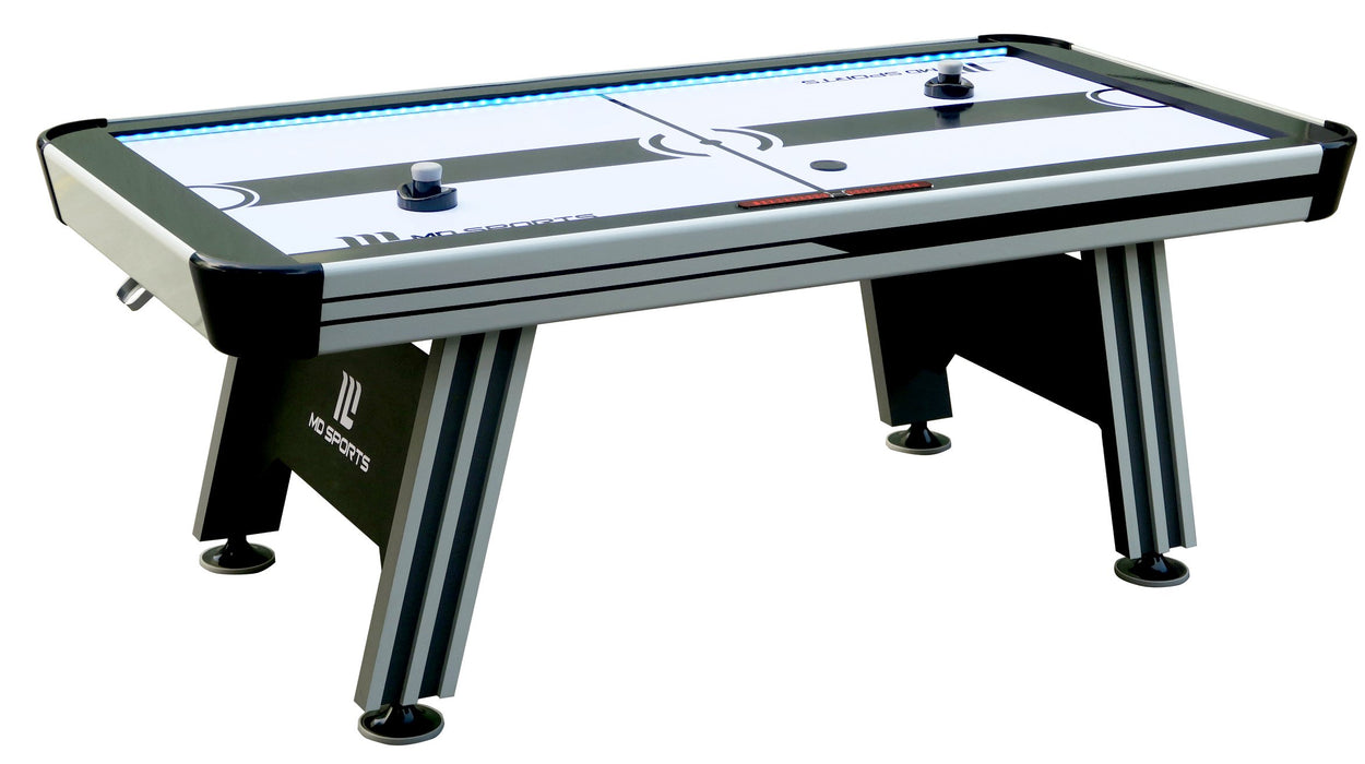 MD Sports 7' Arcade Air Powered Hockey Table With Pusher and Puck Set