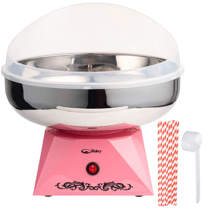 Cotton Candy Machine with Stainless Steel Bowl 2.0 - Cotton Candy Maker, 10 Cones & Sugar Scoop - Nostalgic Household Cotton Candy Machine for Kids, Birthday Party - Use with Floss Sugar, Hard Candy- By The Candery