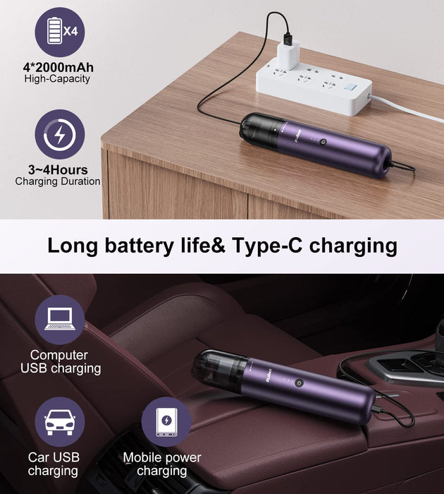 RUBOT Mini Vacuum Cleaner, 16000PA Powerful Suction,USB Charging, Keyboard Cleaner, Cordless Handheld Vacuum for Car Home and Office（P12