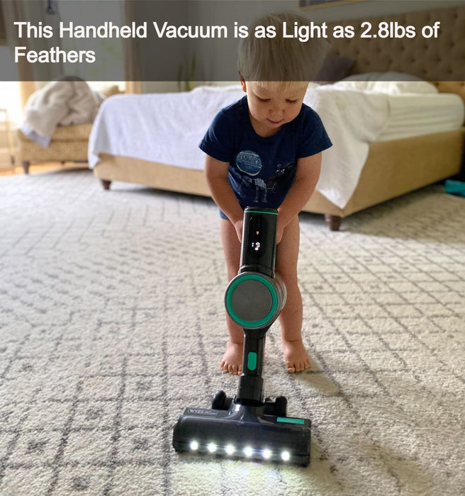 Wyze Cordless Vacuum Cleaner with 24Kpa Powerful Suction, Lightweight Stick with HEPA Filter, 450W Powerful Brushless Motor, 50mins Runtime for Home Hard Floor Carpet Pet Hair