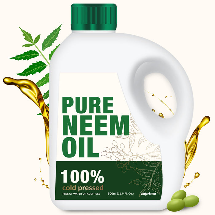 Pure Zuprime Neem Oil for Plants - Organic Neem Oil Spray for Plants,100% Cold Pressed Neem Oil, All-Natural Neem Oil Concentrate Leaf Polish for Plants, Pure Neem Oil - (17 Oz)