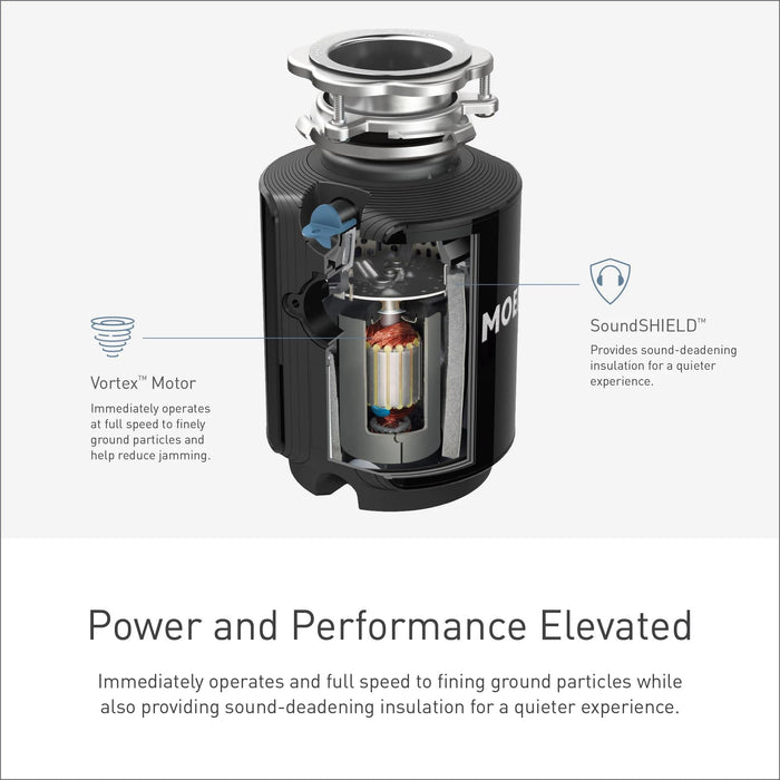 Moen Prep Series PRO 1/2 HP Continuous Feed Compact Garbage Disposal, Power Cord Included, GXP50C