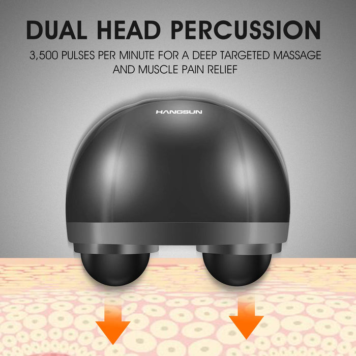 Hangsun Handheld Neck Back Massager MG460 Deep Tissue Percussion Massage for Shoulder, Leg, Foot, Muscles, Electric Double Head Full Body Massagers